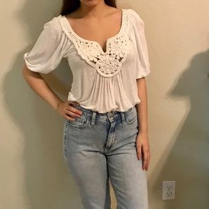 White puff sleeve top
